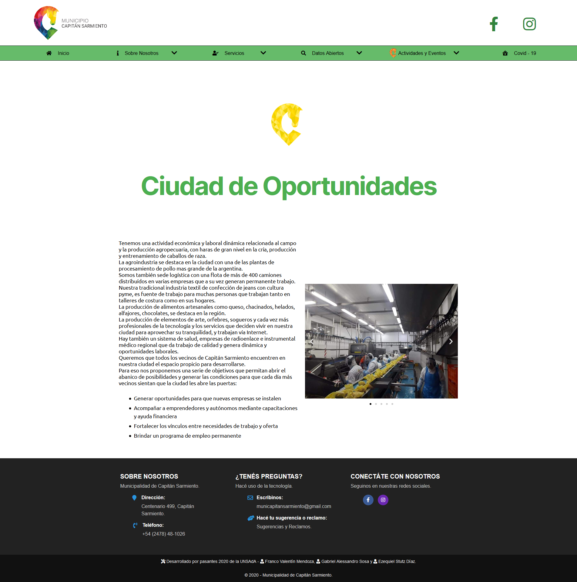 WordPress portal for Capitán Sarmiento